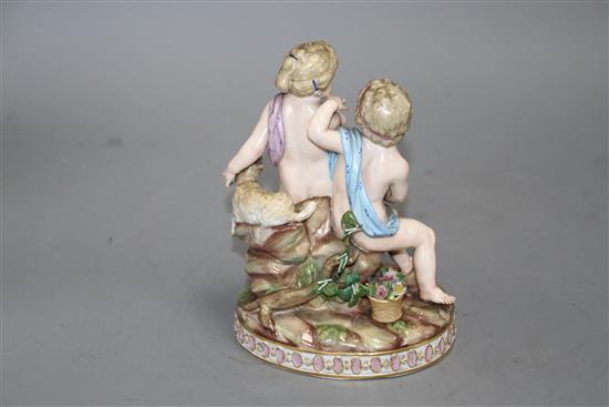 A Meissen group of cherubs, 19th century, incised model no.7690, H. 16cm